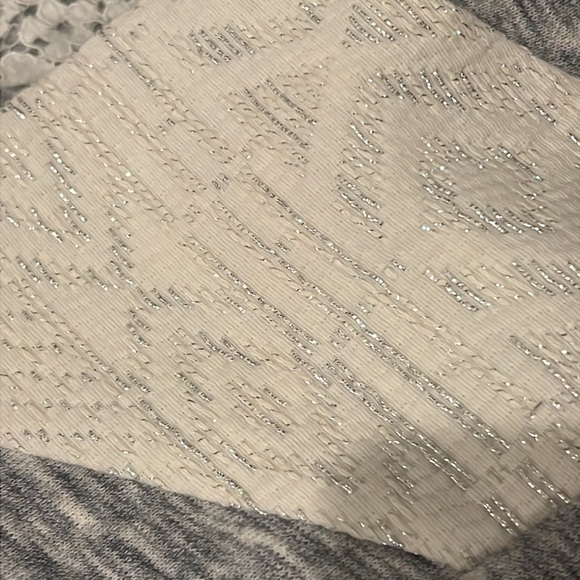 Rebecca Taylor sweatshirt. Large. Gray and white with silver metallic and lace. - Picture 5 of 8